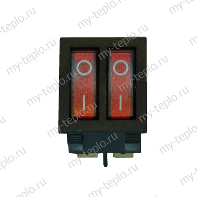 Выключатель для водонагревателя 2-клавишный с подсветкой без колпачка (66135)